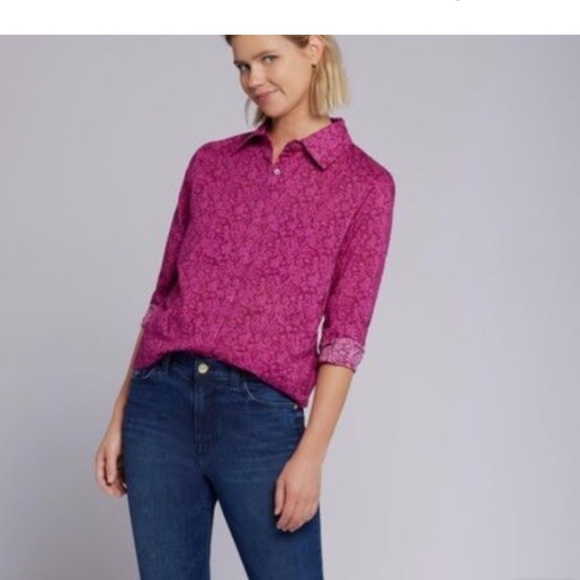 Current/Elliott Tops - Current Elliott Women's Pink Floral Button Down Shirt Cotton XL Cottagecore